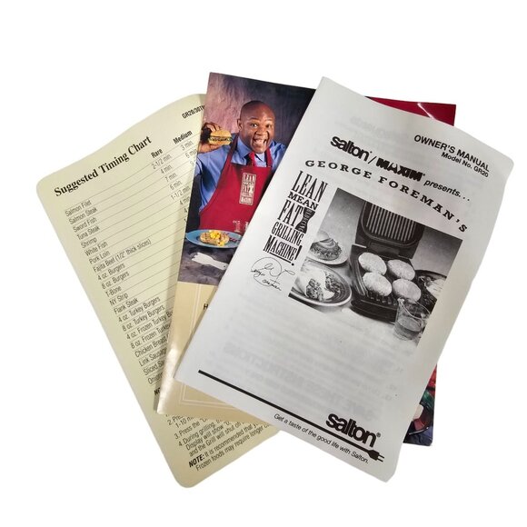 George Foreman Grill Accessories Manuals Drip Tray Spatula Extension Legs - Picture 3 of 9